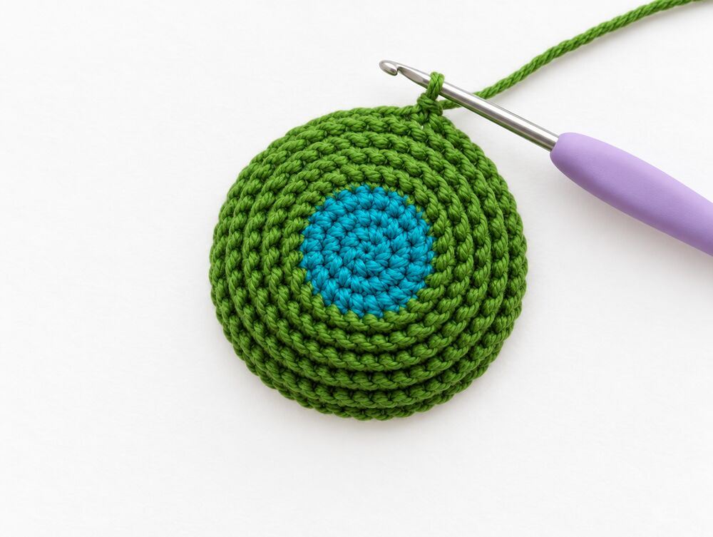 Part 4 · The golden flower (in the full pattern) · Step 3 · A small stuffed dome with five rounds worked in back loops o